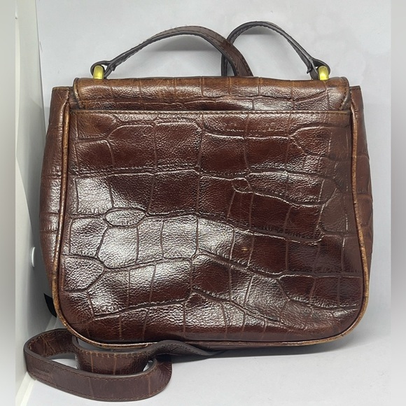 FOSSIL MEMOIR SMALL FLAP Brown Croc-Embossed Leather CROSSBODY BAG. - Picture 4 of 9